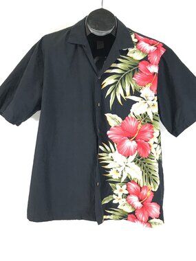 Ky's of Hawaii Aloha Short Sleeve Shirt Men's Large Cotton Tropical Hibiscus USA